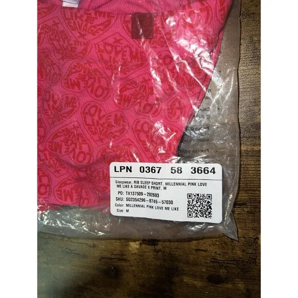 NWT! Savage x Fenty Rib Sleep Short Millennial Pink Love Me Like A Savage M - Picture 7 of 7